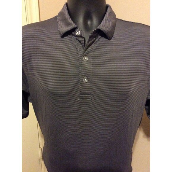 Callaway Opti-Dri Mens Black Grey Striped Short Sleeve Golf Polo Shirt Medium M - Picture 2 of 10